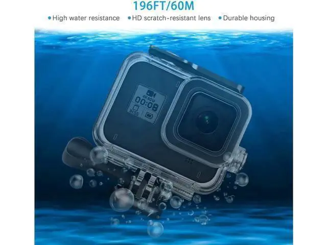 Alt view image 5 of 7 - 60M Waterproof Case for GoPro Hero 8 Black Underwater Waterproof Protective Housing Case for GoPro Action Camera with Quick Release Mount and Thumbscrew