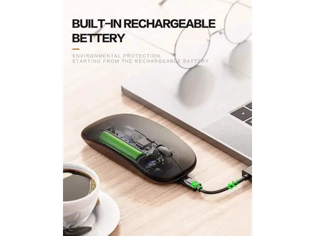 Alt view image 3 of 7 - Bluetooth Mouse, Slim Silent Rechargeable Bluetooth 5.0 Wireless Mouse, 800/1200/1600 DPI Portable Computer Cordless Mouse for Laptop PC Mac, iPad OS