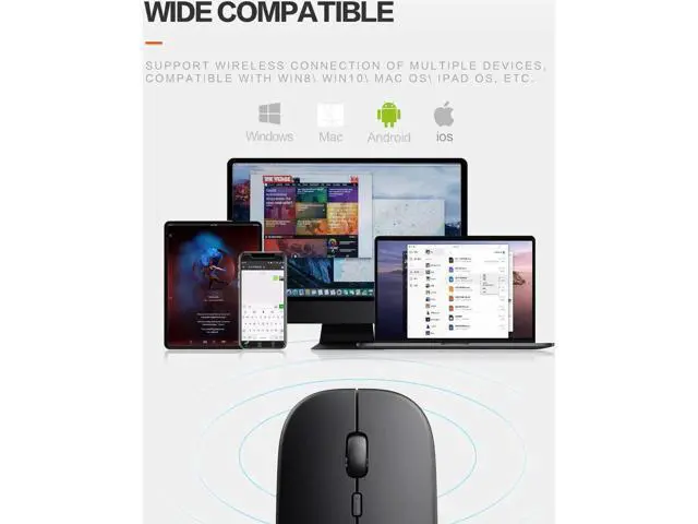 Alt view image 7 of 7 - Bluetooth Mouse, Slim Silent Rechargeable Bluetooth 5.0 Wireless Mouse, 800/1200/1600 DPI Portable Computer Cordless Mouse for Laptop PC Mac, iPad OS