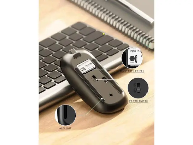 Alt view image 5 of 7 - Bluetooth Mouse, Slim Silent Rechargeable Bluetooth 5.0 Wireless Mouse, 800/1200/1600 DPI Portable Computer Cordless Mouse for Laptop PC Mac, iPad OS