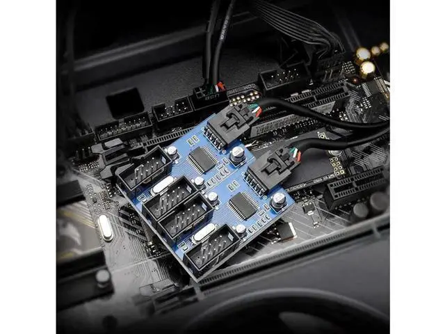 Alt view image 4 of 6 - Motherboard 9 Pin USB Header Splitter Male 1 to 4 Female Extension Splitter Cable Desktop Card 9-Pin USB 2.0 HUB Connector Adapter Port Multiplier