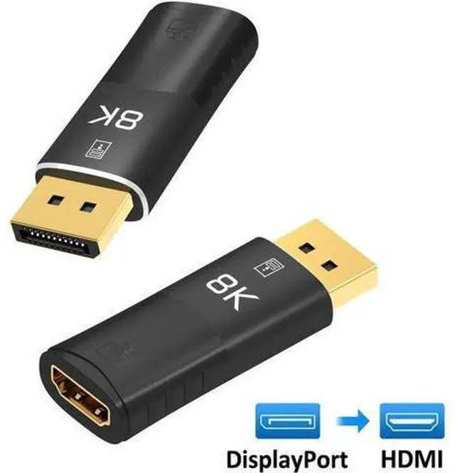 Main image of 8K DisplayPort to HDMI-compatible Adapter Coupler 8K@30Hz 4K@120Hz DP1.4 to HDMI2.1 Male to Female Cable Extension Extender Black
