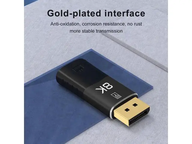 Alt view image 2 of 7 - 8K DisplayPort to HDMI-compatible Adapter Coupler 8K@30Hz 4K@120Hz DP1.4 to HDMI2.1 Male to Female Cable Extension Extender Black