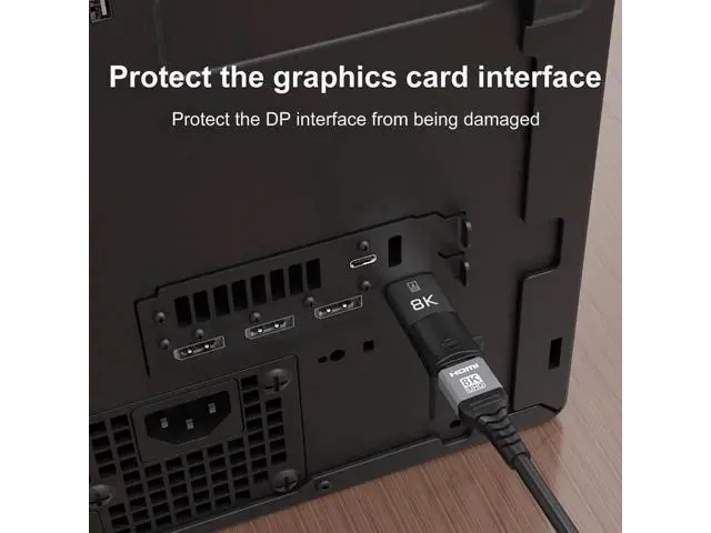 Alt view image 6 of 7 - 8K DisplayPort to HDMI-compatible Adapter Coupler 8K@30Hz 4K@120Hz DP1.4 to HDMI2.1 Male to Female Cable Extension Extender Black