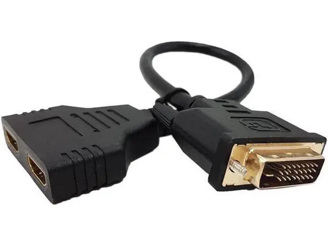 Alt view image 3 of 5 - DVI to HDMI CableSinLoon Gold-Plated DVI Male 24 1 Pin to Dual Hdmi Female 1080p Hdmi Video Converter Adapter Splitter Cable
