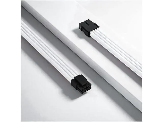 Alt view image 2 of 6 - Mod Sleeved Cable, White Power Supply Cable Extension Kit, 30CM long with cable comb ,1x24PIN ATX, 1x4+4 PIN EPS,2x Dual 6+2 PIN PCIE