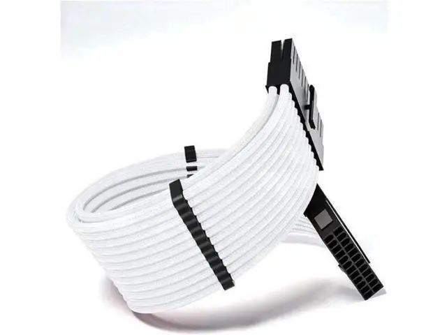 Alt view image 6 of 6 - Mod Sleeved Cable, White Power Supply Cable Extension Kit, 30CM long with cable comb ,1x24PIN ATX, 1x4+4 PIN EPS,2x Dual 6+2 PIN PCIE