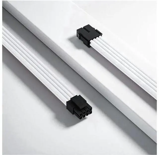Alt view image 5 of 7 - Mod Sleeved Cable, White Power Supply Cable Extension Kit, 24PIN ATX, 4+4 PIN EPS, Dual 6+2 PIN PCIE, 6 PIN PCI-E