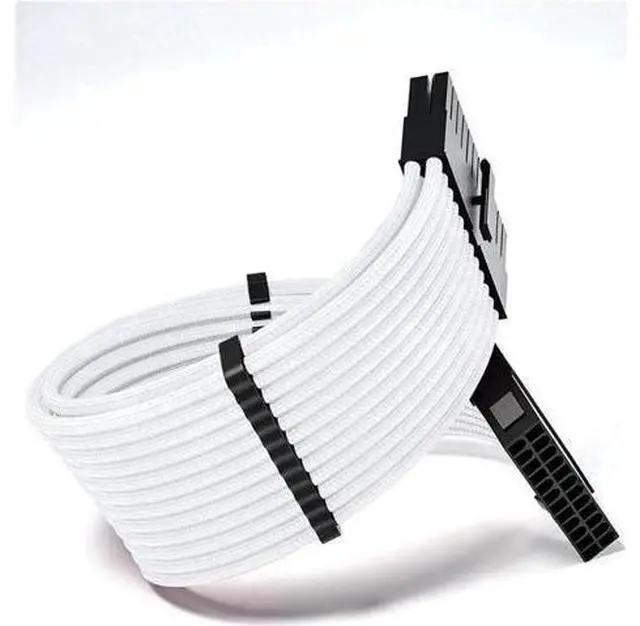 Alt view image 2 of 7 - Mod Sleeved Cable, White Power Supply Cable Extension Kit, 24PIN ATX, 4+4 PIN EPS, Dual 6+2 PIN PCIE, 6 PIN PCI-E