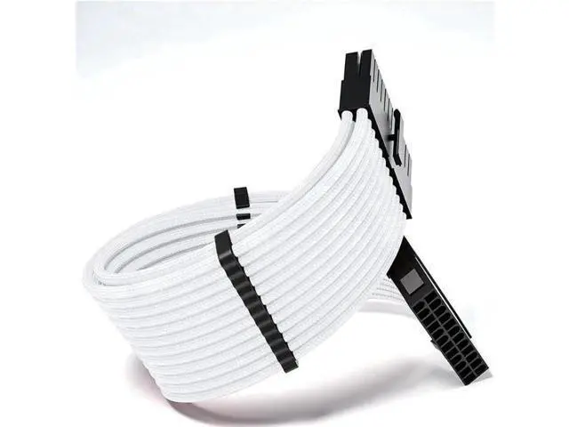Alt view image 4 of 4 - Mod Sleeved Cable, White Power Supply Cable Extension Kit, 24PIN ATX, 4+4 PIN EPS, Dual 6+2 PIN PCIE(11.81")