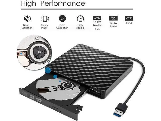 Alt view image 4 of 7 - External CD DVD Drive, USB 3.0 Portable CD/DVD +/-RW Drive Slim Optical Burner Writer Rewriter, High Speed Data Transfer for Laptop Notebook Desktop PC MAC OS Windows 7/8/10 (Black)