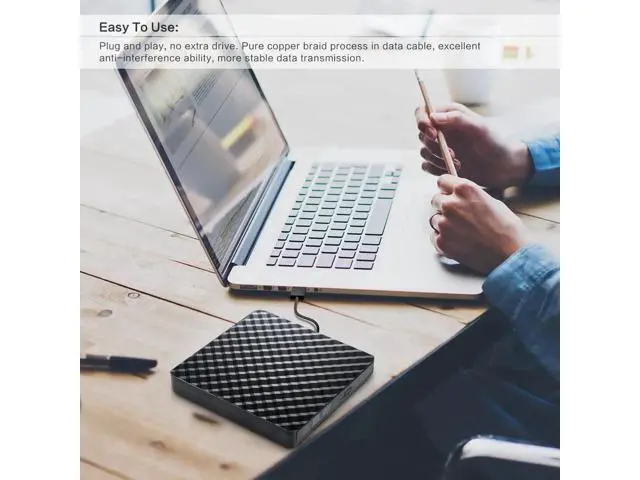 Alt view image 7 of 7 - External CD DVD Drive, USB 3.0 Portable CD/DVD +/-RW Drive Slim Optical Burner Writer Rewriter, High Speed Data Transfer for Laptop Notebook Desktop PC MAC OS Windows 7/8/10 (Black)