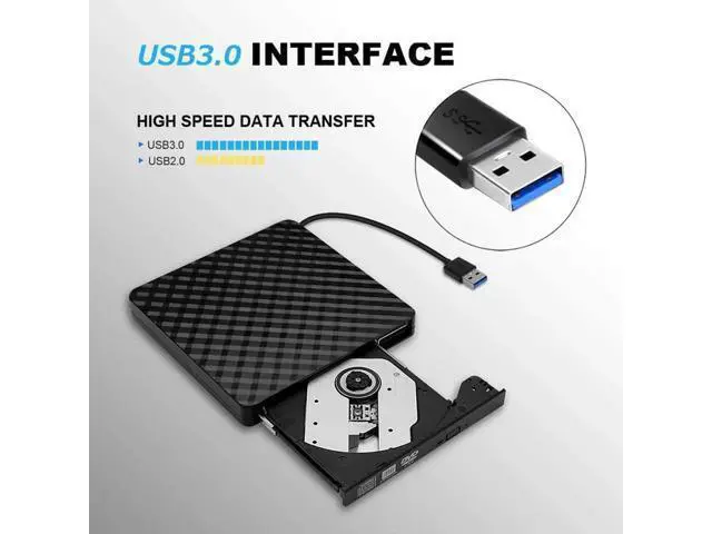 Alt view image 6 of 7 - External DVD Drive, CD DVD +/-RW Drive USB 3.0 Protable USB DVD/CD ROM Burner Optical Drive Player Reader Writer for Windows 11/10/8/7 Laptop Desktop Computer, Mac OS (Black)