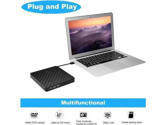 Alt view image 3 of 7 - External DVD Drive, CD DVD +/-RW Drive USB 3.0 Protable USB DVD/CD ROM Burner Optical Drive Player Reader Writer for Windows 11/10/8/7 Laptop Desktop Computer, Mac OS (Black)