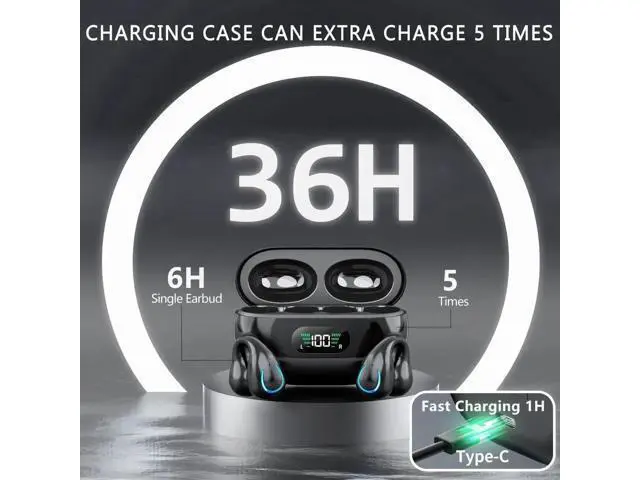 Alt view image 4 of 7 - Wireless Headphones, Bluetooth 5.3 Earbuds In Ear 10mm Drivers Wireless Headphones 36H Deep Bass Stereo Bluetooth Earbuds Built in ENC Mic, LED Display, USB-C, IPX7 Waterproof Bluetooth Earphones