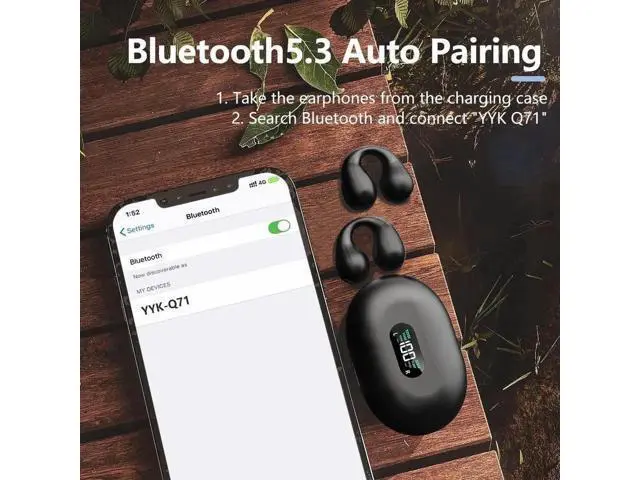 Alt view image 3 of 7 - Wireless Headphones, Bluetooth 5.3 Earbuds In Ear 10mm Drivers Wireless Headphones 36H Deep Bass Stereo Bluetooth Earbuds Built in ENC Mic, LED Display, USB-C, IPX7 Waterproof Bluetooth Earphones