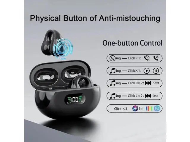 Alt view image 7 of 7 - Wireless Headphones, Bluetooth 5.3 Earbuds In Ear 10mm Drivers Wireless Headphones 36H Deep Bass Stereo Bluetooth Earbuds Built in ENC Mic, LED Display, USB-C, IPX7 Waterproof Bluetooth Earphones