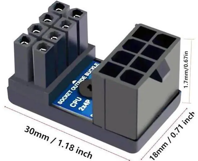 Alt view image 6 of 7 - CPU 8 Pin Power Adapter 180 Degree Steering Connector for Desktop Graphics Card Mainboard to Reduce The Height of Power Cord (PH310B)