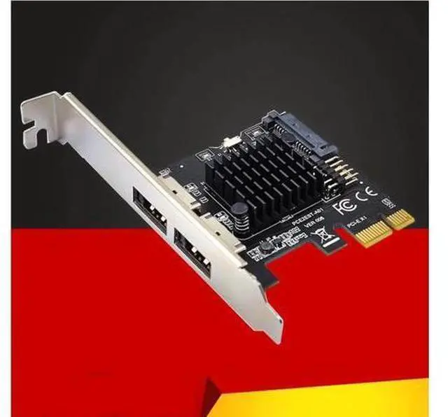 Alt view image 4 of 7 - PCI Express eSATA Expansion Card PCIE X1 to 2Port eSATA Adapter with SATA Power USB2.0 9Pin Header Support 3.5" HDD ASM1061 Chip