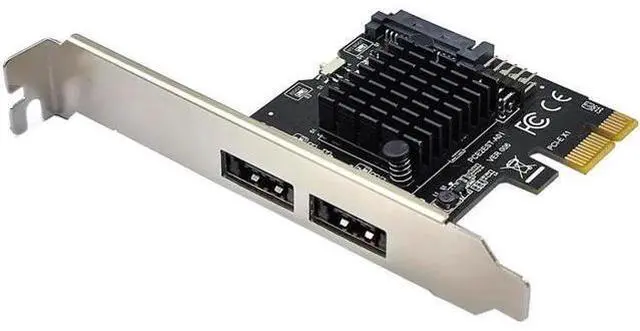 Alt view image 5 of 7 - PCI Express eSATA Expansion Card PCIE X1 to 2Port eSATA Adapter with SATA Power USB2.0 9Pin Header Support 3.5" HDD ASM1061 Chip