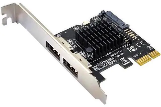 Main image of PCI Express eSATA Expansion Card PCIE X1 to 2Port eSATA Adapter with SATA Power USB2.0 9Pin Header Support 3.5" HDD ASM1061 Chip