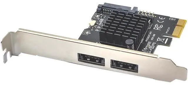 Alt view image 7 of 7 - PCI Express eSATA Expansion Card PCIE X1 to 2Port eSATA Adapter with SATA Power USB2.0 9Pin Header Support 3.5" HDD ASM1061 Chip