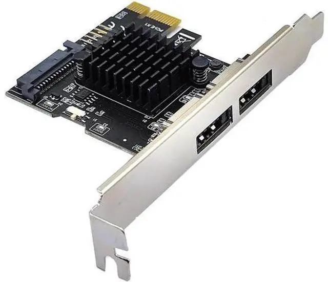 Alt view image 6 of 7 - PCI Express eSATA Expansion Card PCIE X1 to 2Port eSATA Adapter with SATA Power USB2.0 9Pin Header Support 3.5" HDD ASM1061 Chip