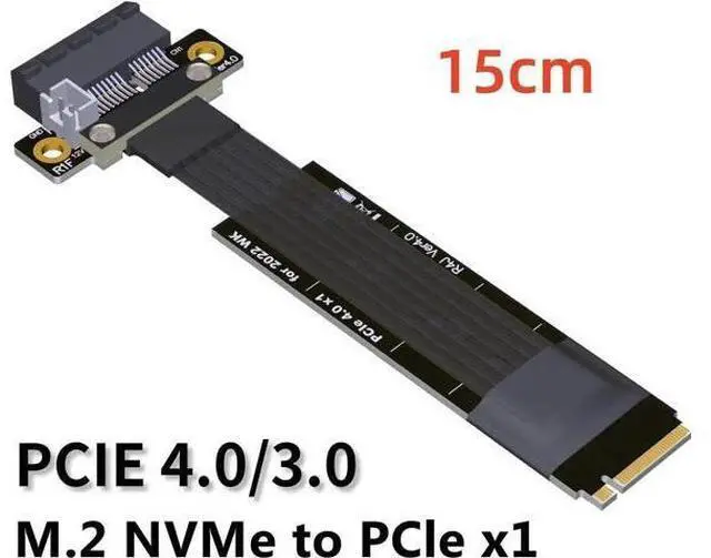 Alt view image 4 of 7 - M.2 NVMe PCIE 1x 4.0 to M.2 NVMe Key M Riser Adapter Card Extension female chassis M2 PCI-Express X1 Sata Power Cord Rose Gold