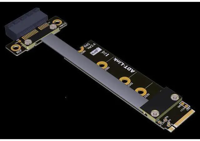 Alt view image 7 of 7 - M.2 NVMe PCIE 1x 4.0 to M.2 NVMe Key M Riser Adapter Card Extension female chassis M2 PCI-Express X1 Sata Power Cord Rose Gold