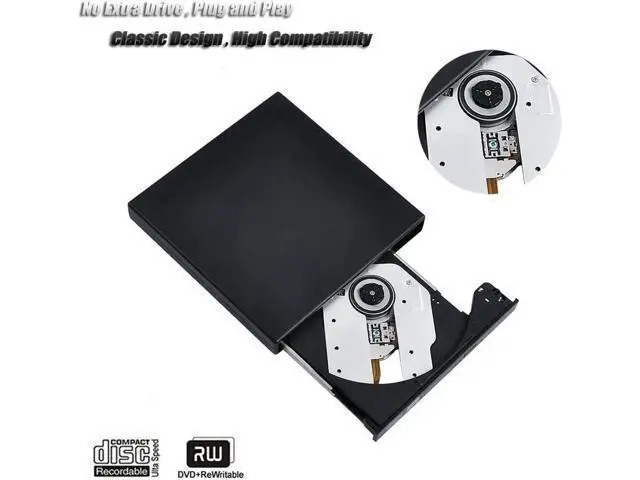 Alt view image 4 of 7 - External CD DVD Drive, USB 2.0 Slim Protable External CD-RW Drive DVD-RW Burner Writer Player for Laptop Notebook PC Desktop Computer, Black