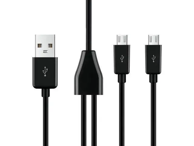 Alt view image 3 of 7 - Micro USB Splitter Cable,2 in 1 USB 2.0 A Male to Dual Micro USB Male Charging Cord Multi Micro USB Data Sync Adapter Cable Split Micro USB Connection Wire (Black-1m-2 Mrico)