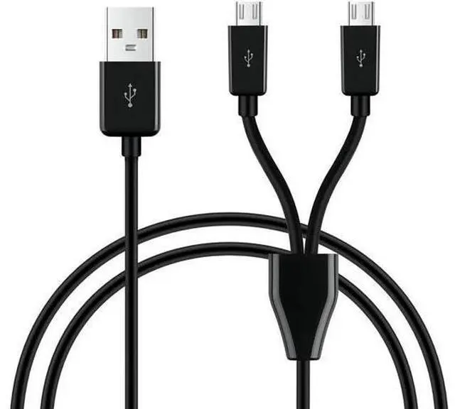 Main image of Micro USB Splitter Cable,2 in 1 USB 2.0 A Male to Dual Micro USB Male Charging Cord Multi Micro USB Data Sync Adapter Cable Split Micro USB Connection Wire (Black-1m-2 Mrico)
