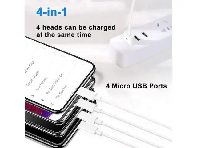 Alt view image 5 of 7 - Micro USB Splitter Cable,2 in 1 USB 2.0 A Male to Dual Micro USB Male Charging Cord Multi Micro USB Data Sync Adapter Cable Split Micro USB Connection Wire (Black-1m-2 Mrico)