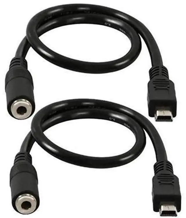 Main image of (2-Pack) Mini USB Male to 3.5mm Female Audio Cable for Active Clip Mic Microphone Adapter Cord-1Feet