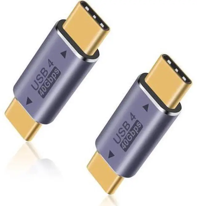 Main image of USB C to USB C Adapter 40Gpbs, 8k@60HZ and 100W Fast Charging, Type C Male to Male Adapter Compatible with Thunderbolt 3/4 MacBook Pro/Air, Laptop, Phones and More Type C Devices (2 Pack)