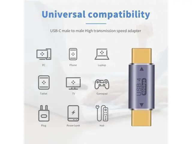 Alt view image 3 of 7 - USB C to USB C Adapter 40Gpbs, 8k@60HZ and 100W Fast Charging, Type C Male to Male Adapter Compatible with Thunderbolt 3/4 MacBook Pro/Air, Laptop, Phones and More Type C Devices (2 Pack)