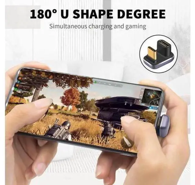 Alt view image 2 of 6 - 80 Degree USB C Adapter 240W, 2-Pack U Shape USB C 180 Degree Angled USB 4.0 Type C Extender Connector Support 40Gbps Data & 8K Video for Thunderbolt 4/3, Laptop, MacBook