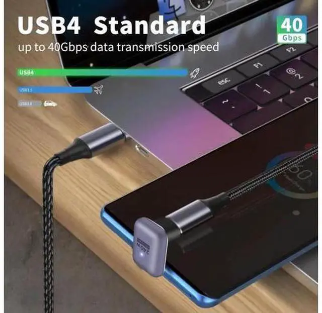 Alt view image 3 of 6 - 80 Degree USB C Adapter 240W, 2-Pack U Shape USB C 180 Degree Angled USB 4.0 Type C Extender Connector Support 40Gbps Data & 8K Video for Thunderbolt 4/3, Laptop, MacBook
