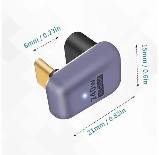 Alt view image 5 of 6 - 80 Degree USB C Adapter 240W, 2-Pack U Shape USB C 180 Degree Angled USB 4.0 Type C Extender Connector Support 40Gbps Data & 8K Video for Thunderbolt 4/3, Laptop, MacBook