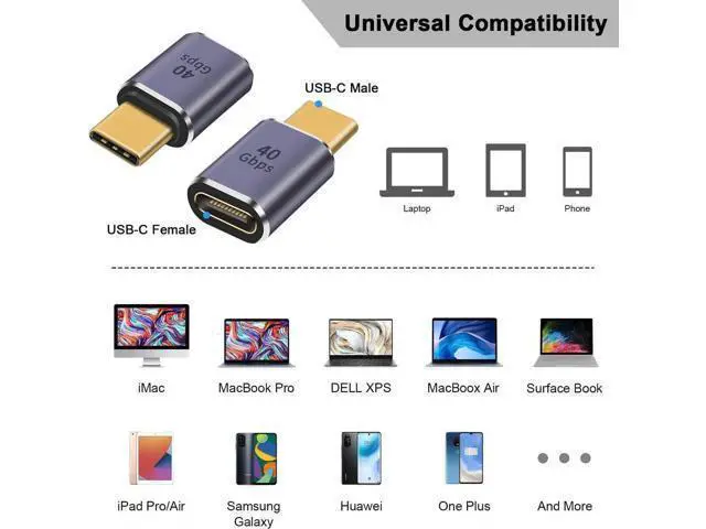 Alt view image 2 of 7 - USB C Extender Adapter 2-Pack, 8K@60Hz & 40Gbps Data USB C Male to Female Extension Adapter, 100W Charging Type C Extender Thunderbolt 4 Connector for iPhone, MacBook Pro