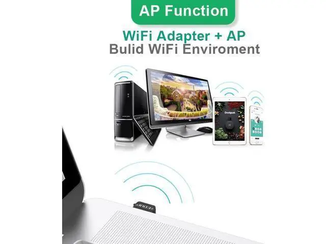Alt view image 3 of 7 - 650Mbps USB WiFi 802.11AC Adapter 2.4GHz/5GHz Dual Band Wireless USB Ethernet Adapter Receiverfor PC Windows, MacOS