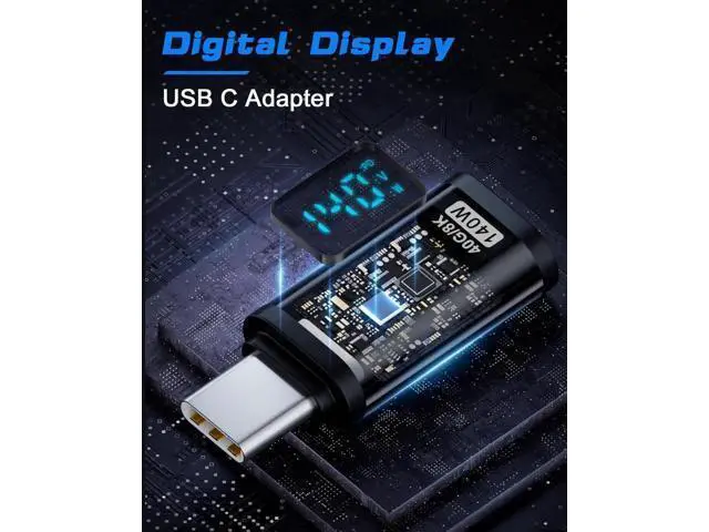 Alt view image 2 of 7 - USB C Adapter LED Wattage Display 140W, 40Gbps USB C Extension Adapter, PD 3.1 Type C Power Meter Tester with Digital Display Type C Extender for iPhone MacBook Thunderbolt Charging, 2-Pack