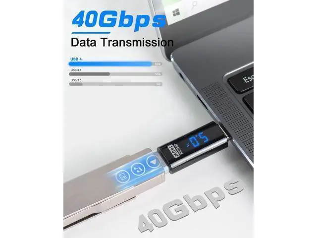 Alt view image 3 of 7 - USB C Adapter LED Wattage Display 140W, 40Gbps USB C Extension Adapter, PD 3.1 Type C Power Meter Tester with Digital Display Type C Extender for iPhone MacBook Thunderbolt Charging, 2-Pack