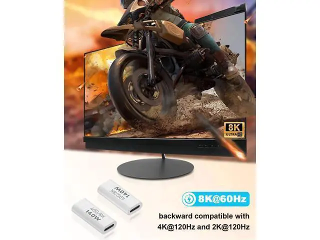 Alt view image 3 of 7 - USB C Coupler 40Gbps, PD140W and 8K@60Hz Video Display, USB C Female to Female Adapter, Type C to Type C for Thunderbolt 4/3, MacBook Pro/Air, iPad, Laptop, Phones (2Pack)