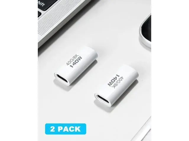 Alt view image 7 of 7 - USB C Coupler 40Gbps, PD140W and 8K@60Hz Video Display, USB C Female to Female Adapter, Type C to Type C for Thunderbolt 4/3, MacBook Pro/Air, iPad, Laptop, Phones (2Pack)