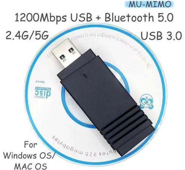Main image of USB Wifi Adapter 1200Mbps + Bluetooth 5.0 5ghz USB Support MAC OS Ethernet PC Wi Fi Adapter Lan Wifi Dongle AC Wifi Receiver