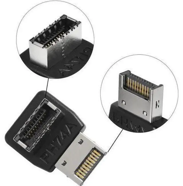 Alt view image 6 of 6 - Right Angle USB Type E Adapter USB3.1 Type E Header Converter 90 Degree Steering Elbow for Computer Motherboard (PH74A)