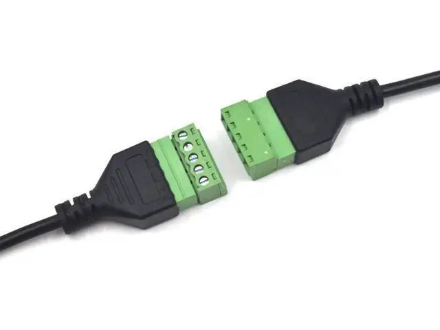 Alt view image 2 of 6 - 12 Inch USB 2.0 5 Pin Female Terminal Block Cable, USB Extension Plug Bolt Screw Solderless Terminal Adapter Connector Charging and Data Transfer Cord