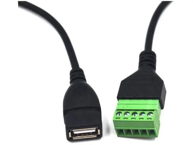 Alt view image 3 of 6 - 12 Inch USB 2.0 5 Pin Female Terminal Block Cable, USB Extension Plug Bolt Screw Solderless Terminal Adapter Connector Charging and Data Transfer Cord