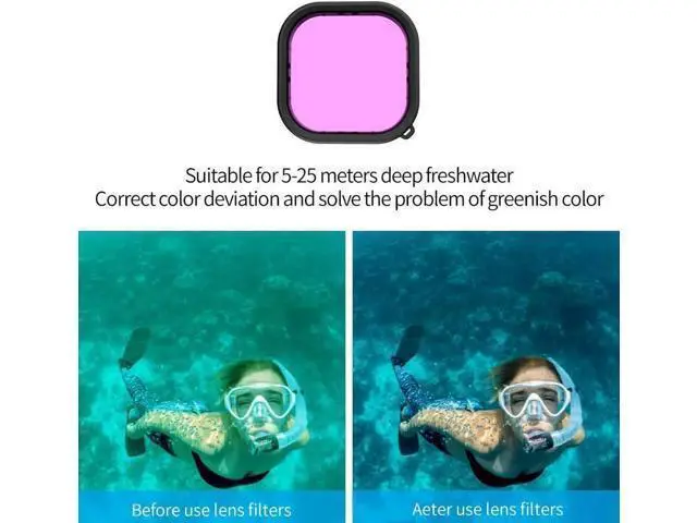 Alt view image 4 of 7 - Waterproof Case with 3-Pack Dive Filter for GoPro Hero 12 Hero 11 Hero 10 Hero 9 Black Supports 60M/196FT Underwater Scuba Snorkeling Deep Diving with Red Magenta Filter Go Pro